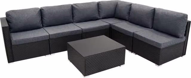 Monstershop Rattan Modular 7 Piece Furniture Set in Black – 1