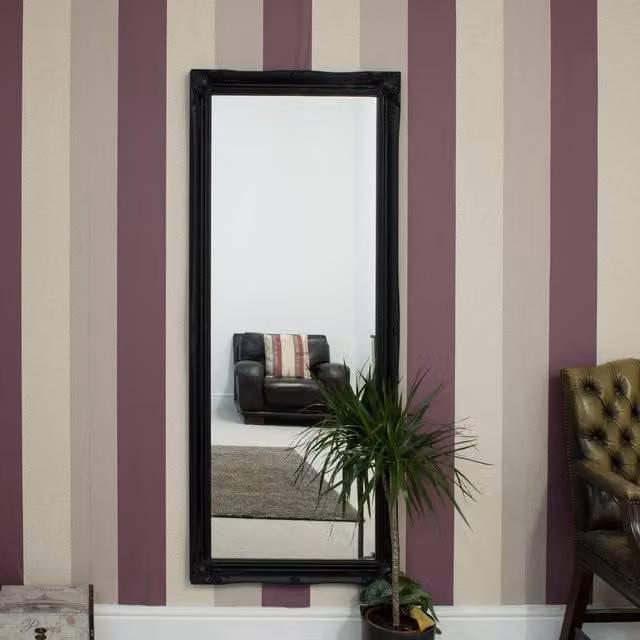 MirrorOutlet Hamilton Black Shabby Chic Design Large Rectangular Wall Dress Mirror H 167 cm x W 76 cm