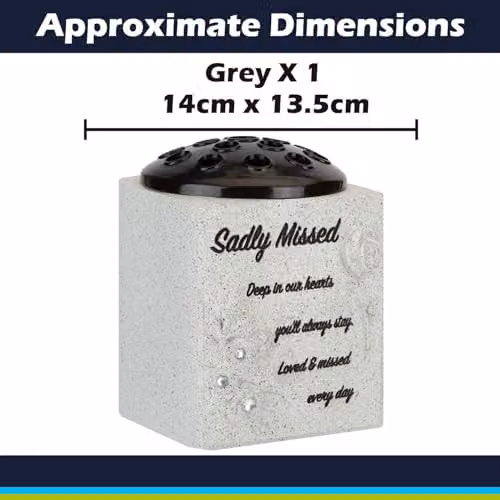 VFM e-Store Memorial Flower Pot Ornament in Grey, W/D/H: 14 x 13.5 x 14 cm – 2