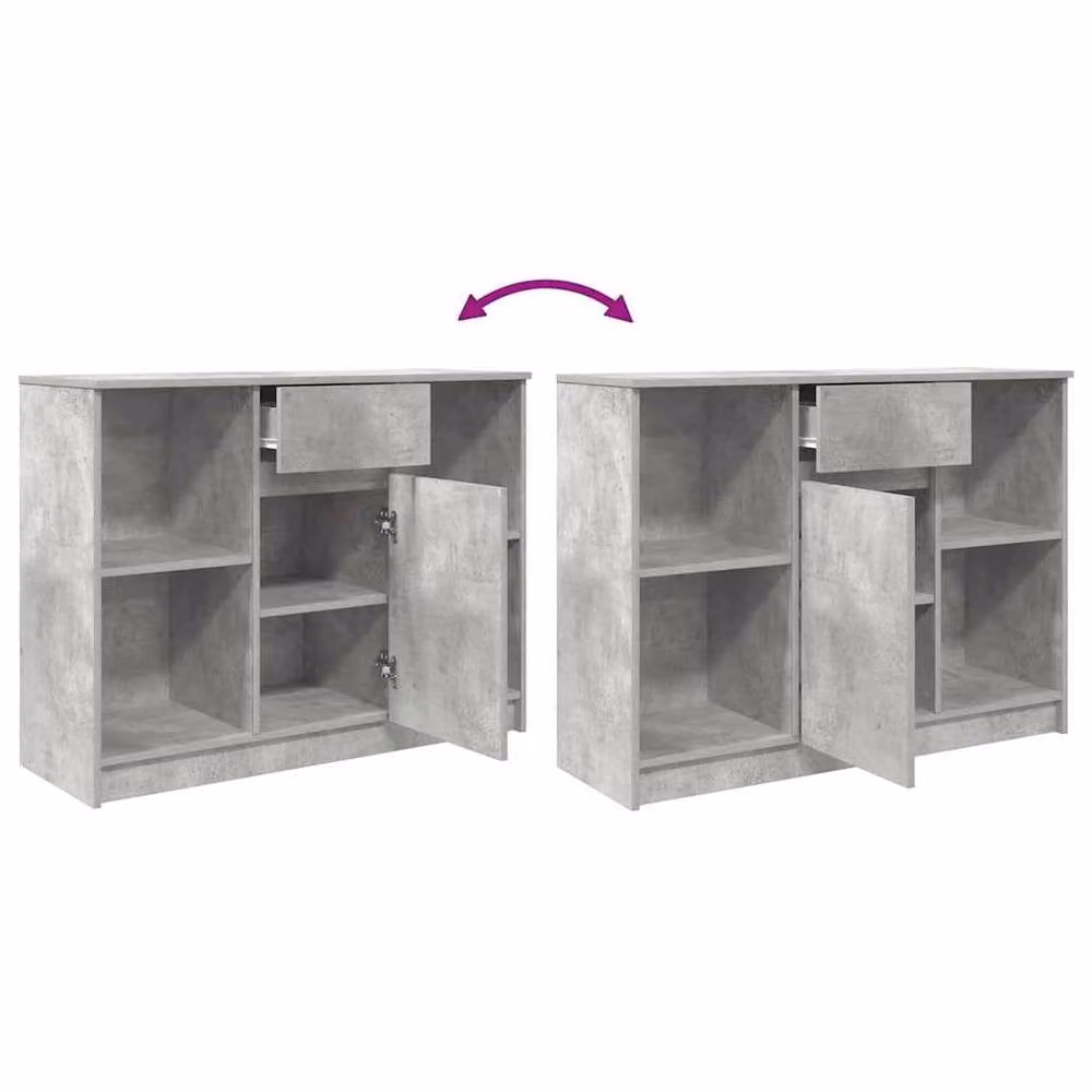 Berkfield Home Sideboard in Concrete Grey with Drawer, W/D/H: 101 x 35 x 76 cm – 3