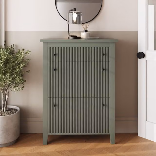GFW Garrucha Deluxe Green 2 Door 1 Drawer Shoe Cabinet – 2