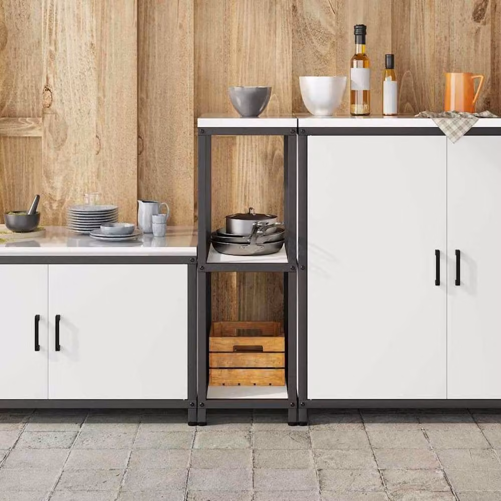Berkfield Home Modern White Steel Kitchen Storage Shelf – 4