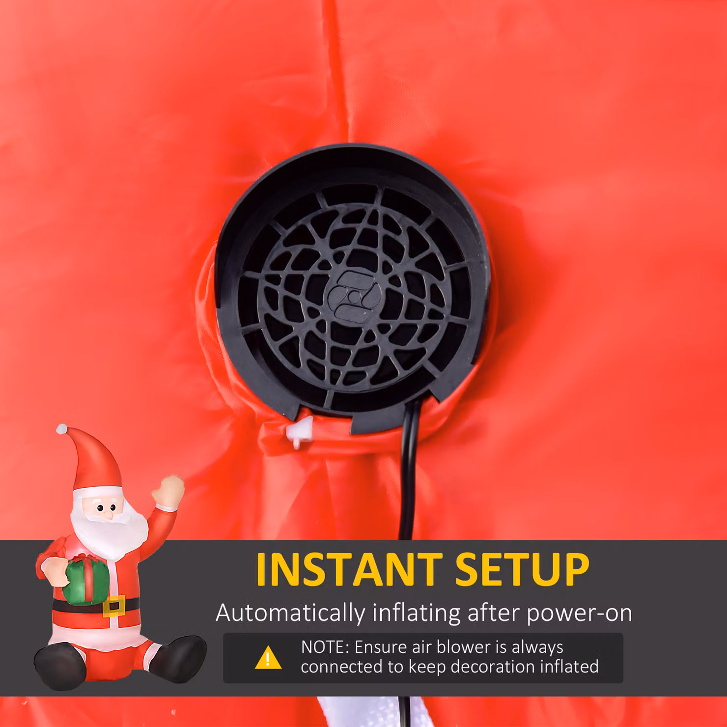 HOMCOM Multicolour Inflatable Santa Claus Christmas Outdoor Decoration with LED Light – 5