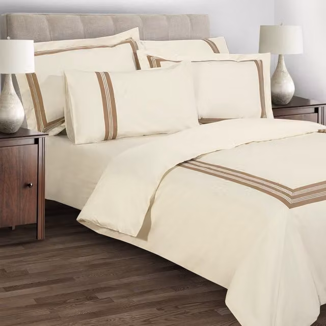 Sweet Dreams 330 Thread Count Classic Plain Duvet Cover in Beige and Yellow