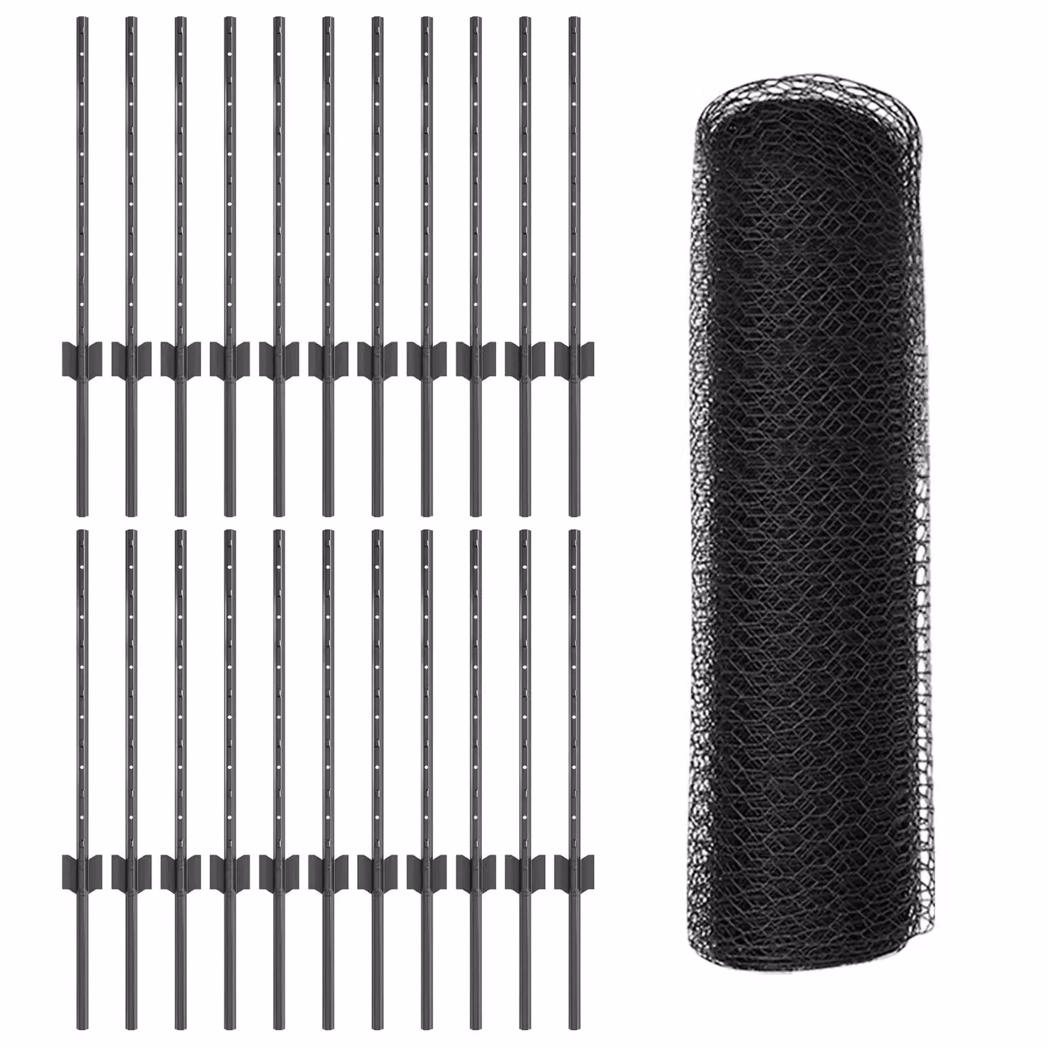 Berkfield Home Grey Galvanised Steel Hexagon Fence and U-Channel Fence Posts, 11 pcs, Height: 60 cm – 2