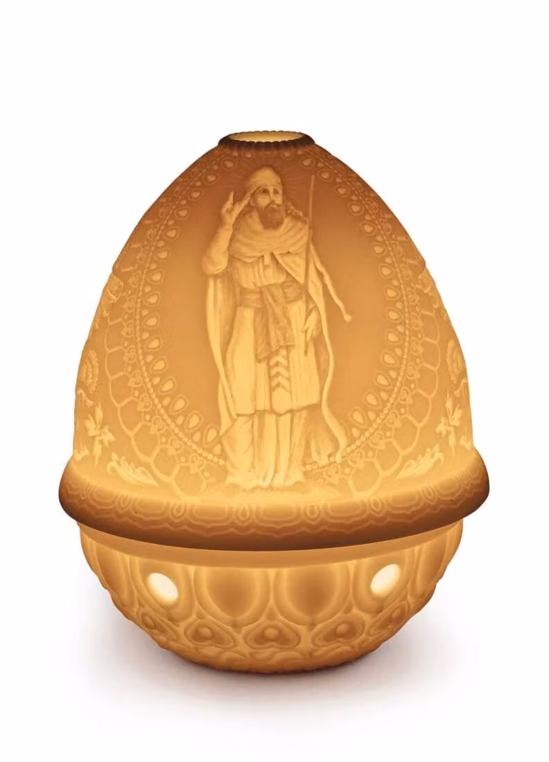 Lladró Zarathustra Lithophane Oval Porcelain Tabletop Ornament in Orange