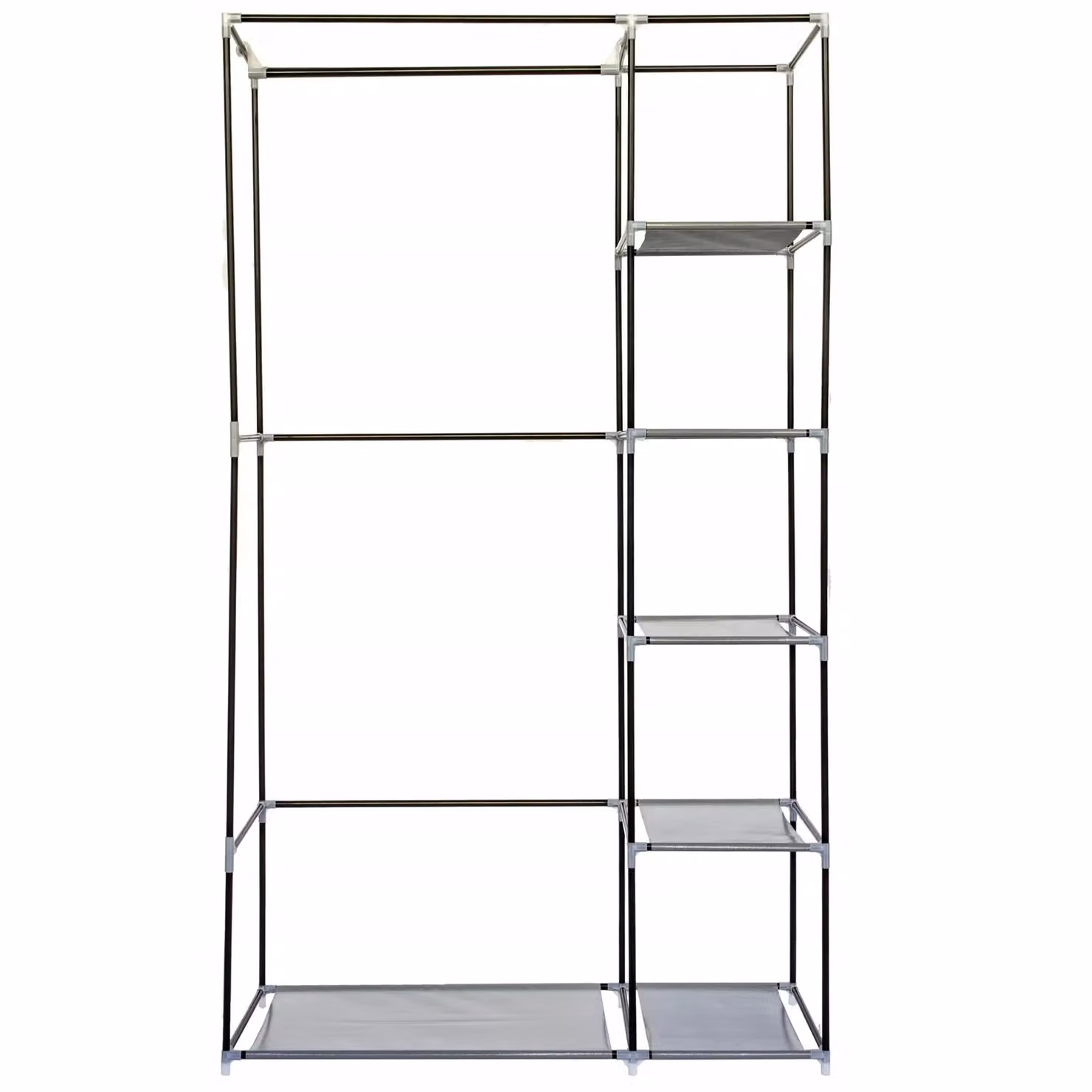 Gr8 Home Grey Fabric Canvas Bedroom Wardrobe with Hanging Rail and Shelving, H 175 x W 107 x D 45 cm – 3