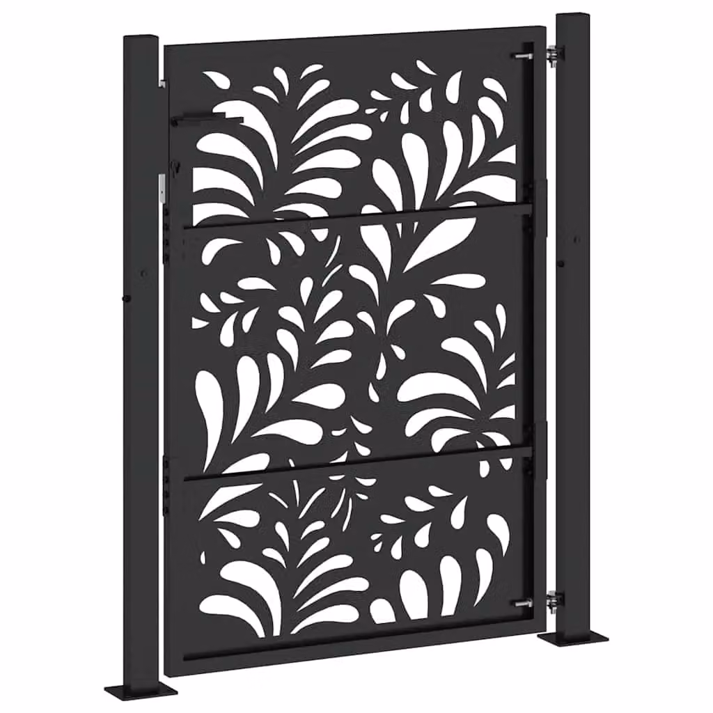 Berkfield Home Black Steel Wave Design Garden Gate W: 105 cm, H: 130 cm – 5