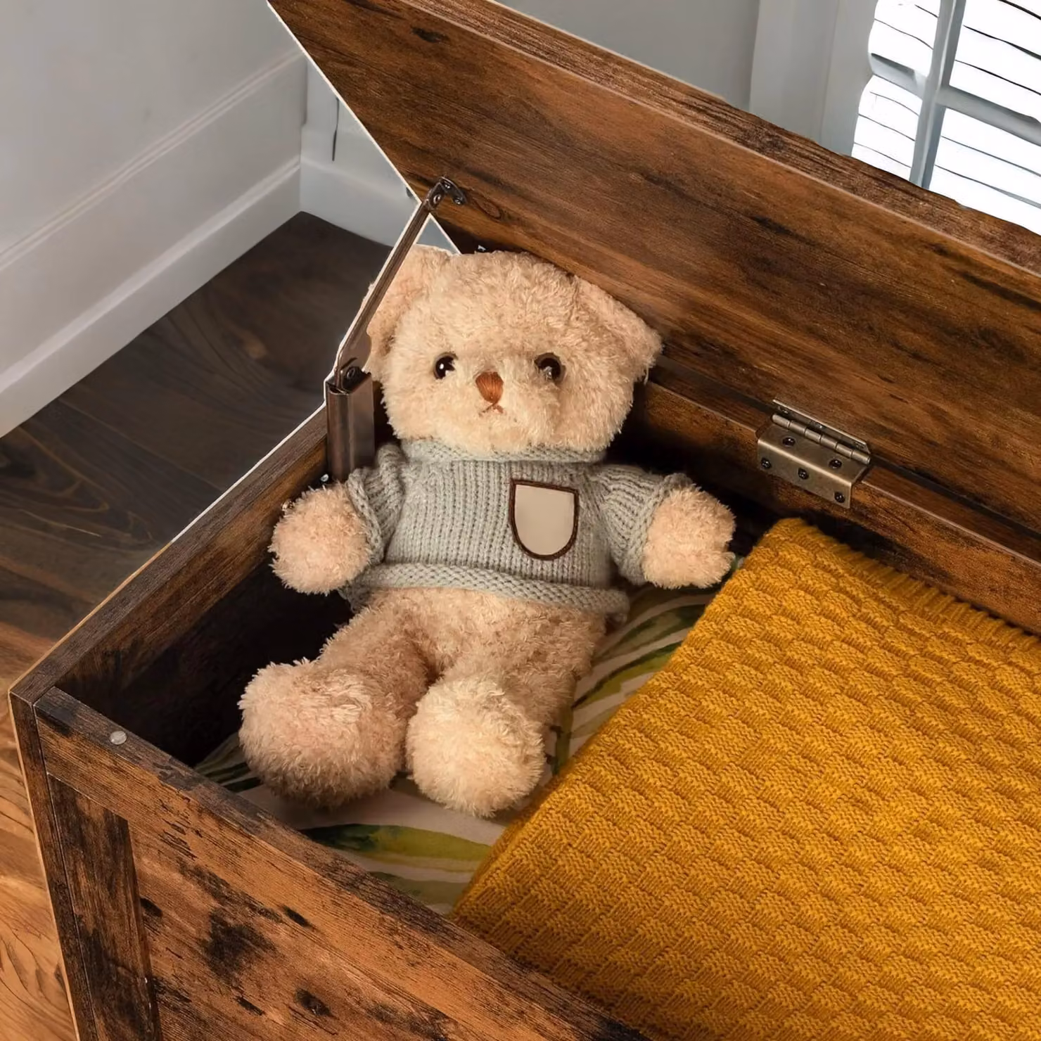 Rafaelo Mobilia Brown Wooden Retro Storage Chest for Children, W: 100 cm, D: 48 cm, H: 40 cm – 2