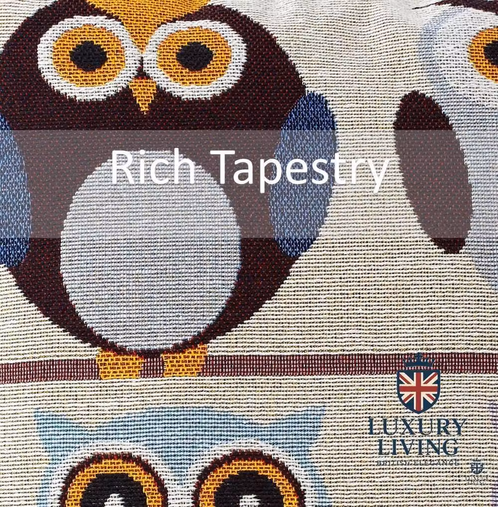 Luxury Living Whimsical Owl Tapestry Velvet Cushion Set of 4, Multicolour, W/D/H: 45 x 45 x 45 cm – 3