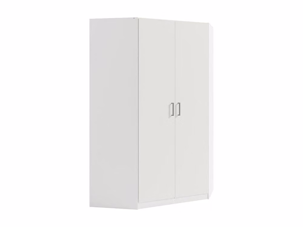 BELOMY Modern 2-Door Corner Wardrobe in White, W/D/H: 117.5 x 117.5 x 197.5 cm – 2