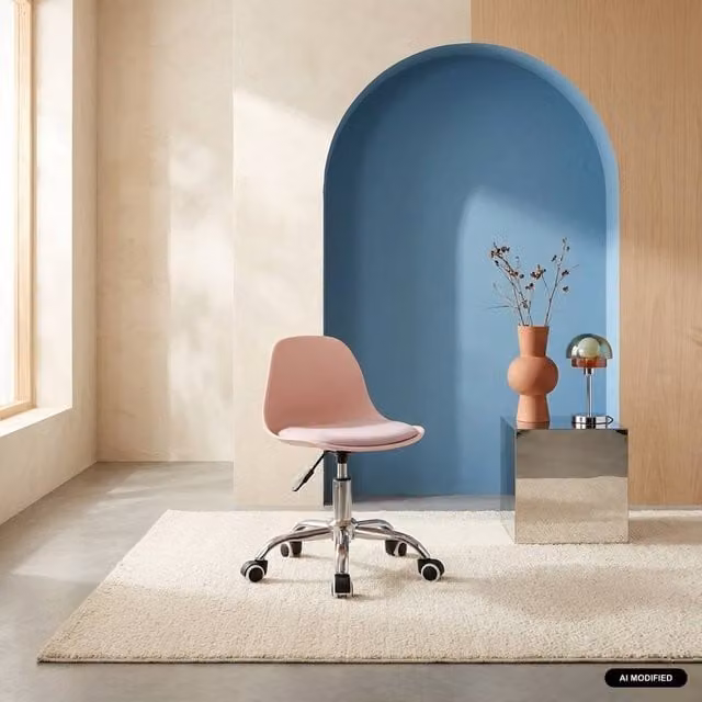 sweeek Adjustable Children's Task Chair with Castors and Chrome Base in Pale Pink