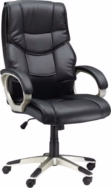 HOMCOM Black Synthetic Leather Task Chair with Adjustable Height, Armrests and Castors