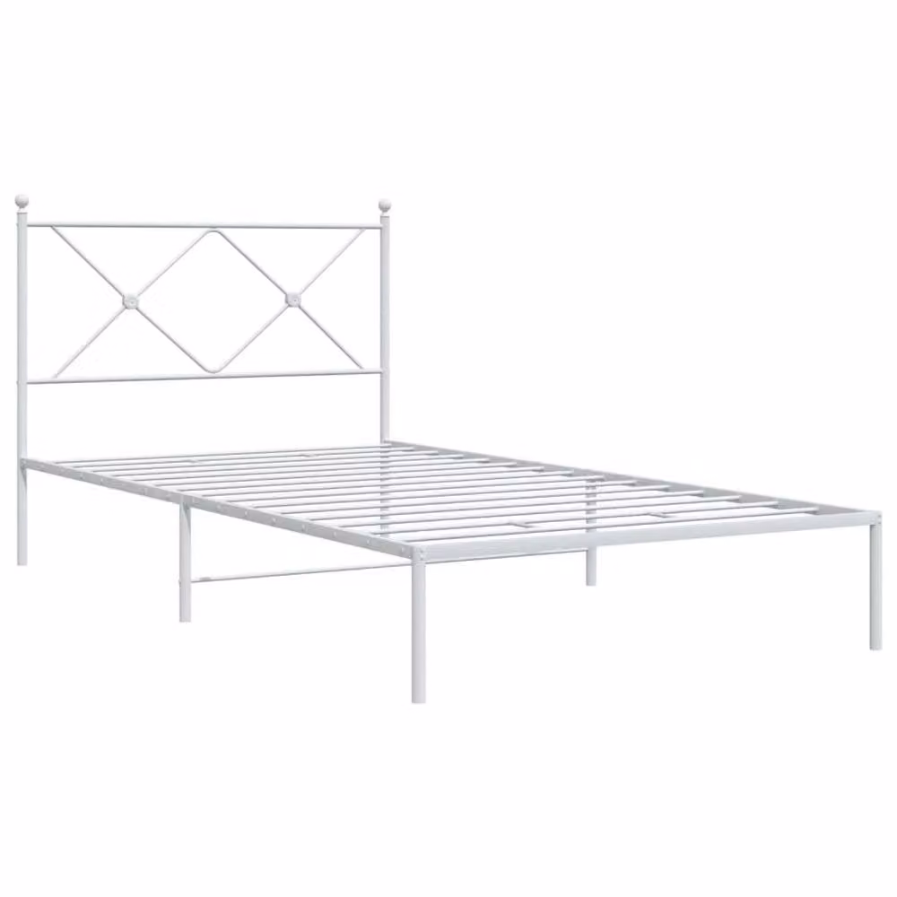 Berkfield Home Metal Bed Frame with Headboard, White, W/D/H: 100 x 190 cm – 3