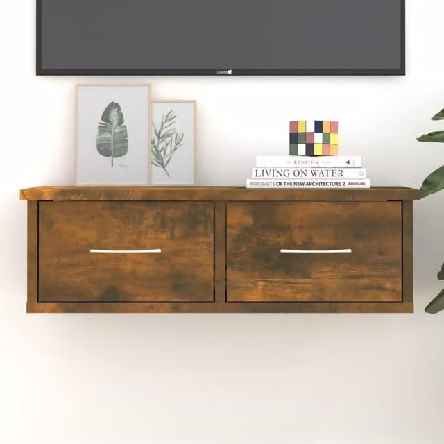 Berkfield Home Smoked Oak Wall Cabinet, Brown, W: 60 cm, D: 26 cm, H: 18.5 cm – 1