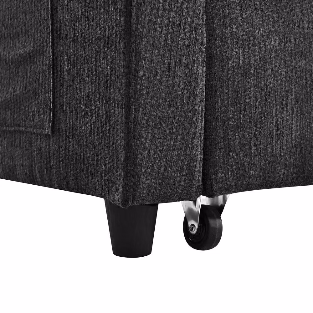 Merax 2-Seater Pull-Out Fabric Sofa Bed with Cup Holders and USB Charging in Grey, W/D/H: 173 x 41 x 58 cm – 7