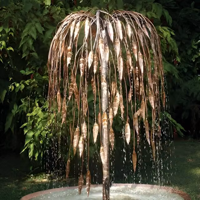 Primrose Large Weeping Willow Copper Tree Water Feature Fountain with Plastic Reservoir in Brown