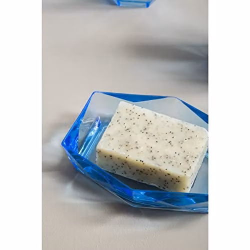 Premier Housewares Blue Acrylic Soap Dish with 3D Design, W: 12 cm, H: 15 cm, D: 4 cm – 2