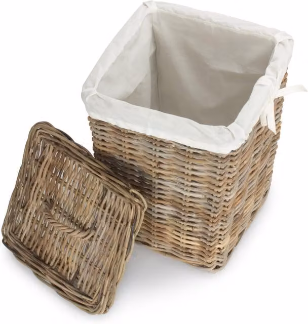 Red Hamper Rattan Large Square Rattan Laundry Basket with Removable Cotton Bag, Available in Brown, Grey or Black, Width: 42 cm – 1