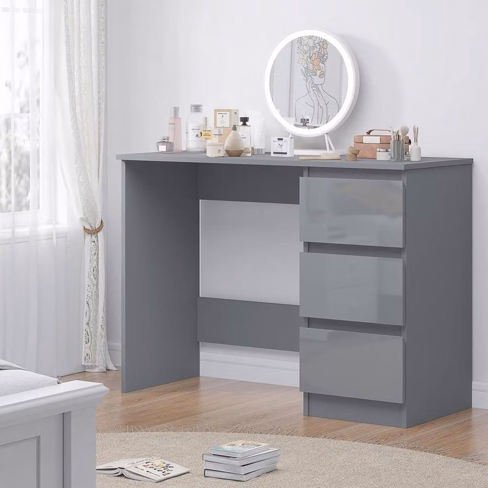 KORVIXA Grey Gloss Modern Home Office Writing Desk and Dressing Table W/D/H: 100 x 100 x 100 cm – 3