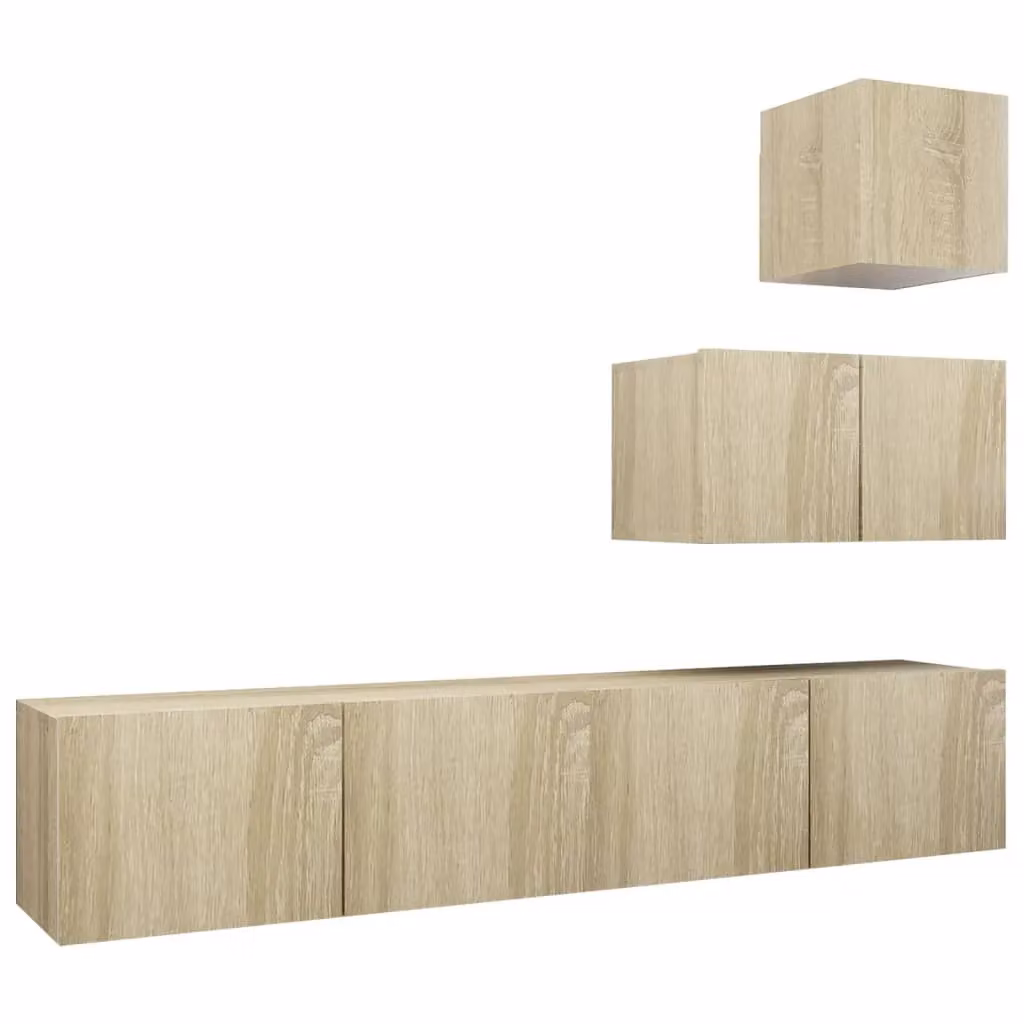 Berkfield Home 4 Piece Modern TV Cabinet Set in Sonoma Oak and Brown Engineered Wood – 2