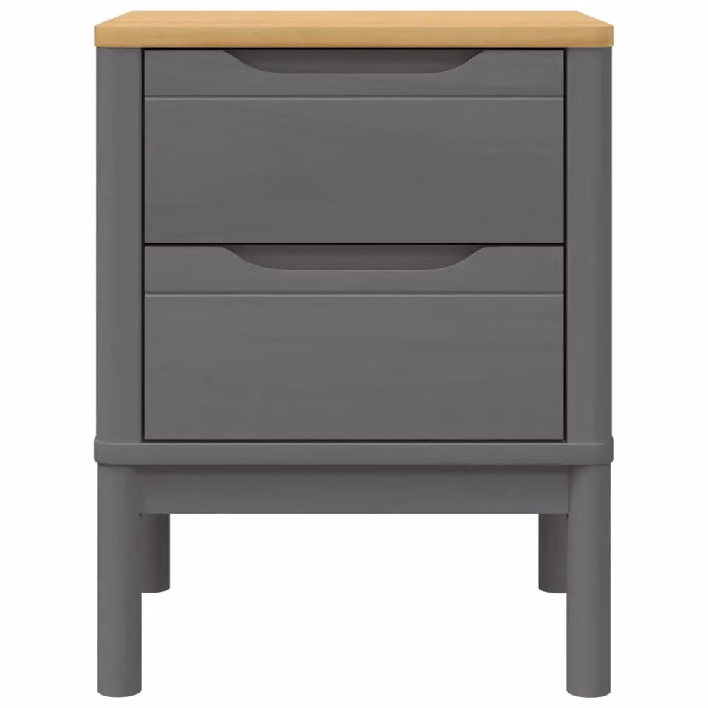 Berkfield Home Floro Grey Bedside Cabinet in Solid Pine Wood, W/D/H: 45 x 39 x 57 cm – 4