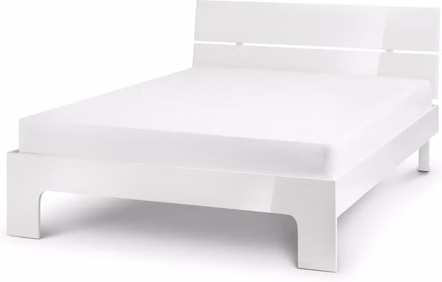 Julian Bowen Manhattan Modern Glossy White Engineered Wood Bed Frame, 140 x 200 cm