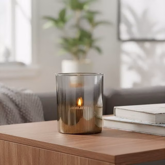 Orsina Classic Round Glass Tealight Holder in Silver and Transparent – 1