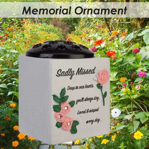 VFM e-Store Memorial Ornament Flower Pot, Grey, W: 14 cm, D: 13.5 cm – 3