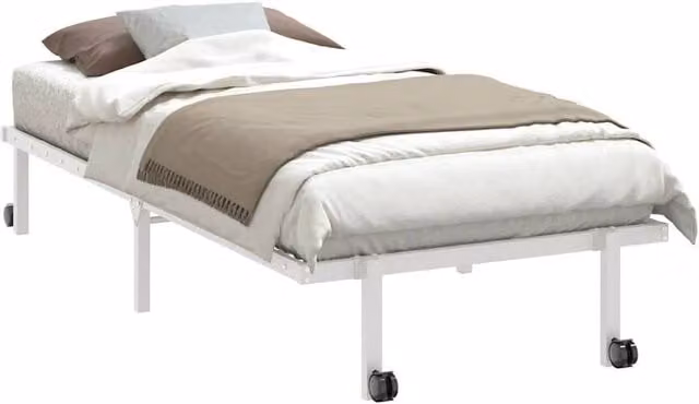 Berkfield Home Elegant Foldable Metal Bed Frame in White, W/D/H: 90 x 200 cm