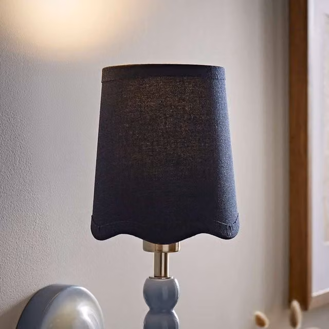 ValueLights Mabel Linen Mini Scallop Edge Ceiling Light Lamp Shade with Trim in Blue, Diameter: 10 cm – 1