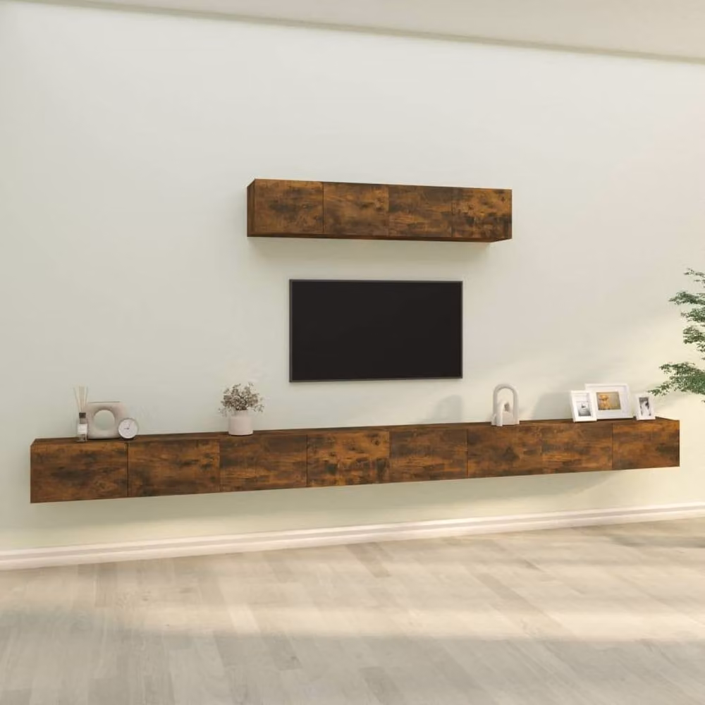 Berkfield Home Classic 4 Piece TV Cabinet Set in Smoked Oak Brown Engineered Wood – 1
