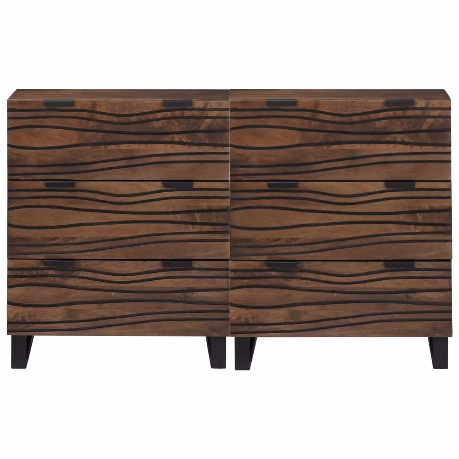 Berkfield Home Set of 2 Rustic Mango Wood Sideboards in Brown with Storage Drawers – 1