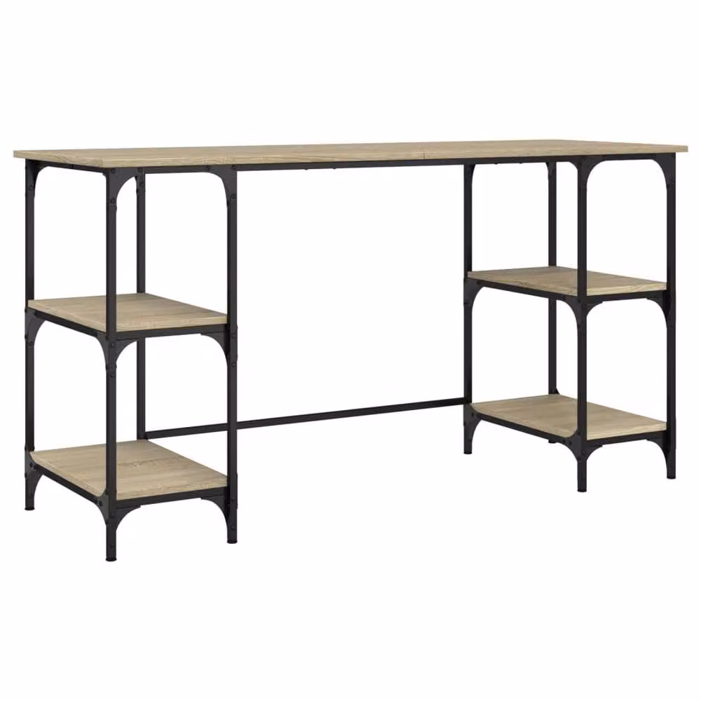 Berkfield Sonoma Oak Computer Desk in Brown, W/D/H: 140 x 50 x 75 cm – 2