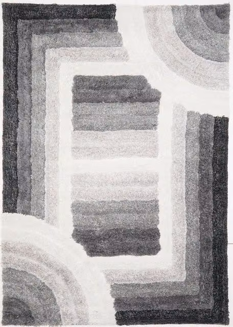 Rugstyle Grey 3D Shaggy Geometric Trellis Rectangular Rug, W: 160 cm, D: 230 cm