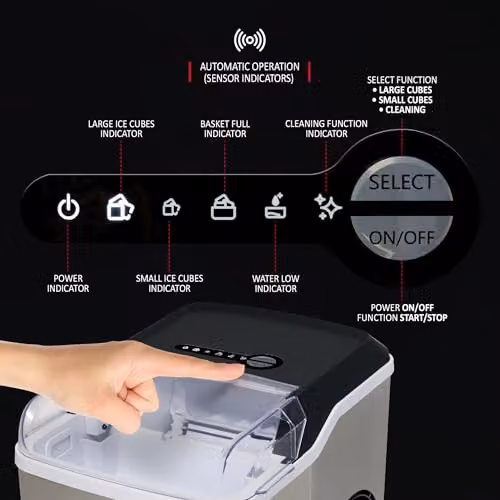 NETTA Ice Maker Machine with 12kg Capacity and 1.8L Tank in Stainless Steel and Black – 3