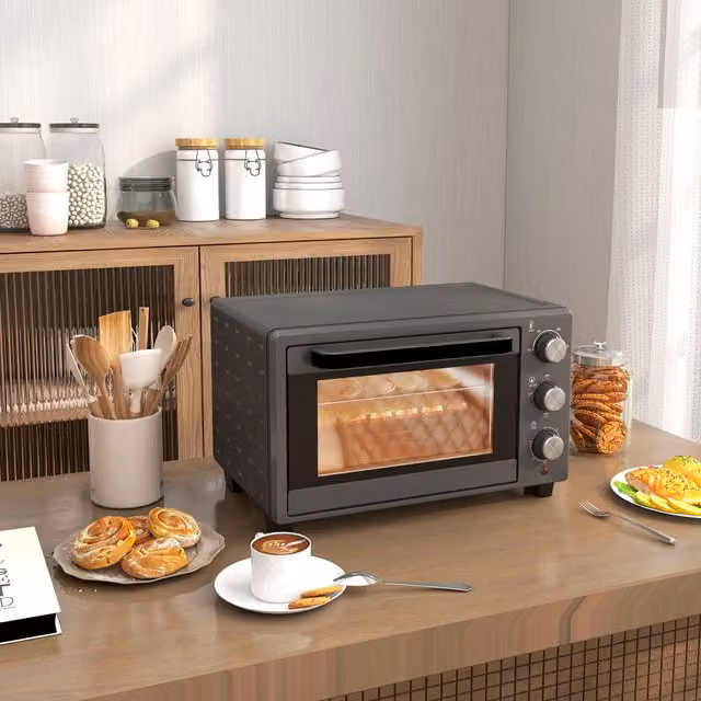 HOMCOM 21L Mini Electric Convection Oven with Timer in Grey
