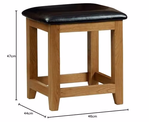 Julian Bowen Marlborough Oak Dressing Stool with Upholstered Seat in Black or Brown – 2