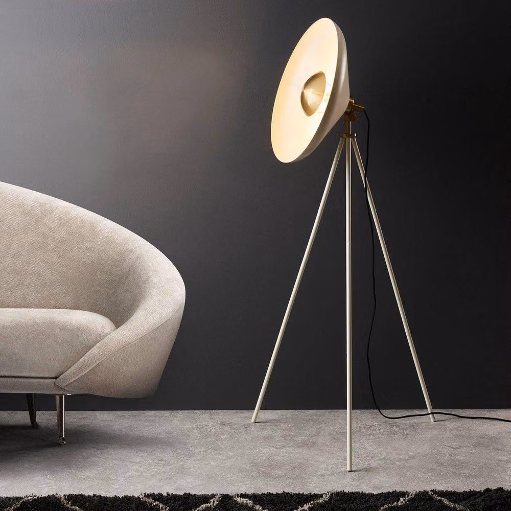 Netlighting MILAN Contemporary Non-Dimmable Indoor Free Standing Floor Lamp in White and Gold/Brass – 2