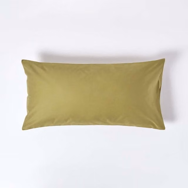 Homescapes Egyptian Cotton King Size Housewife Pillowcase, 1000 Thread Count, Green