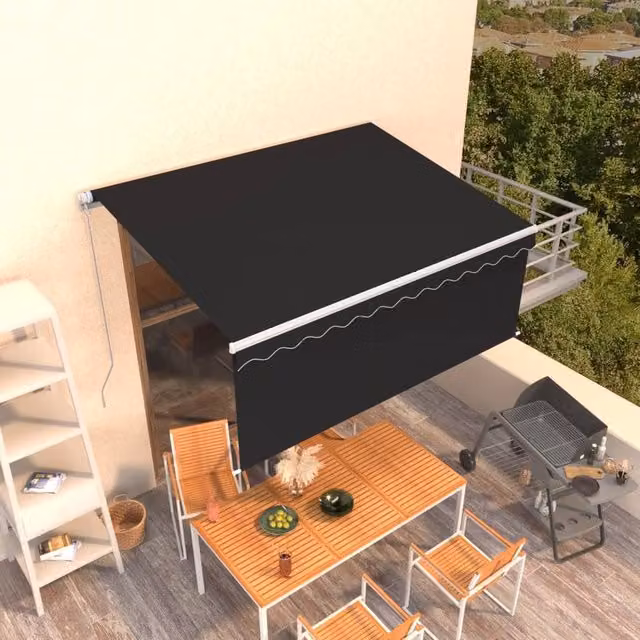Berkfield Home Manual Retractable Awning with Blind, Anthracite, W: 300 cm, D: 250 cm – 1