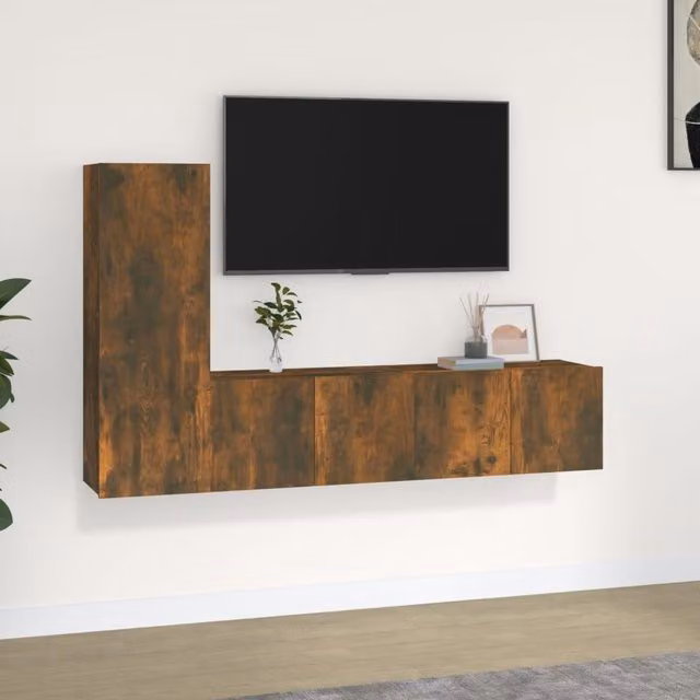 Berkfield Home 3 Piece Classic TV Cabinet Set in Smoked Oak Brown Engineered Wood