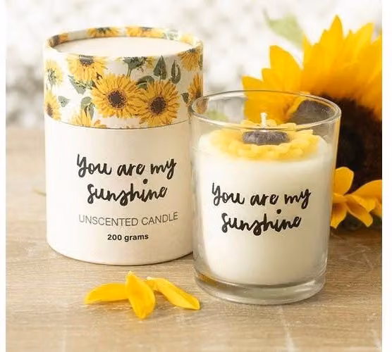 KDMD You Are My Sunshine White Votive Candle with 3D Sunflower – 1
