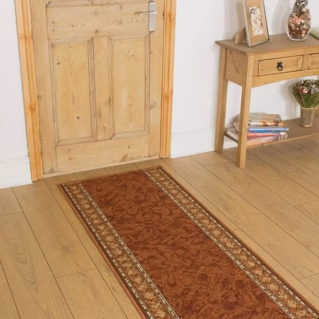runrug Cheops Hallway Runner Rug in Terracotta, Non-Slip and Hardwearing, W: 120 cm, L: 390 cm