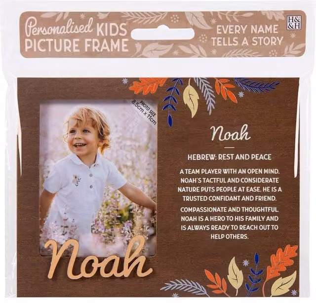 History & Heraldry Noah Pre-personalised Child's Picture Frame, Brown, W: 8.5 cm, H: 11 cm – 1