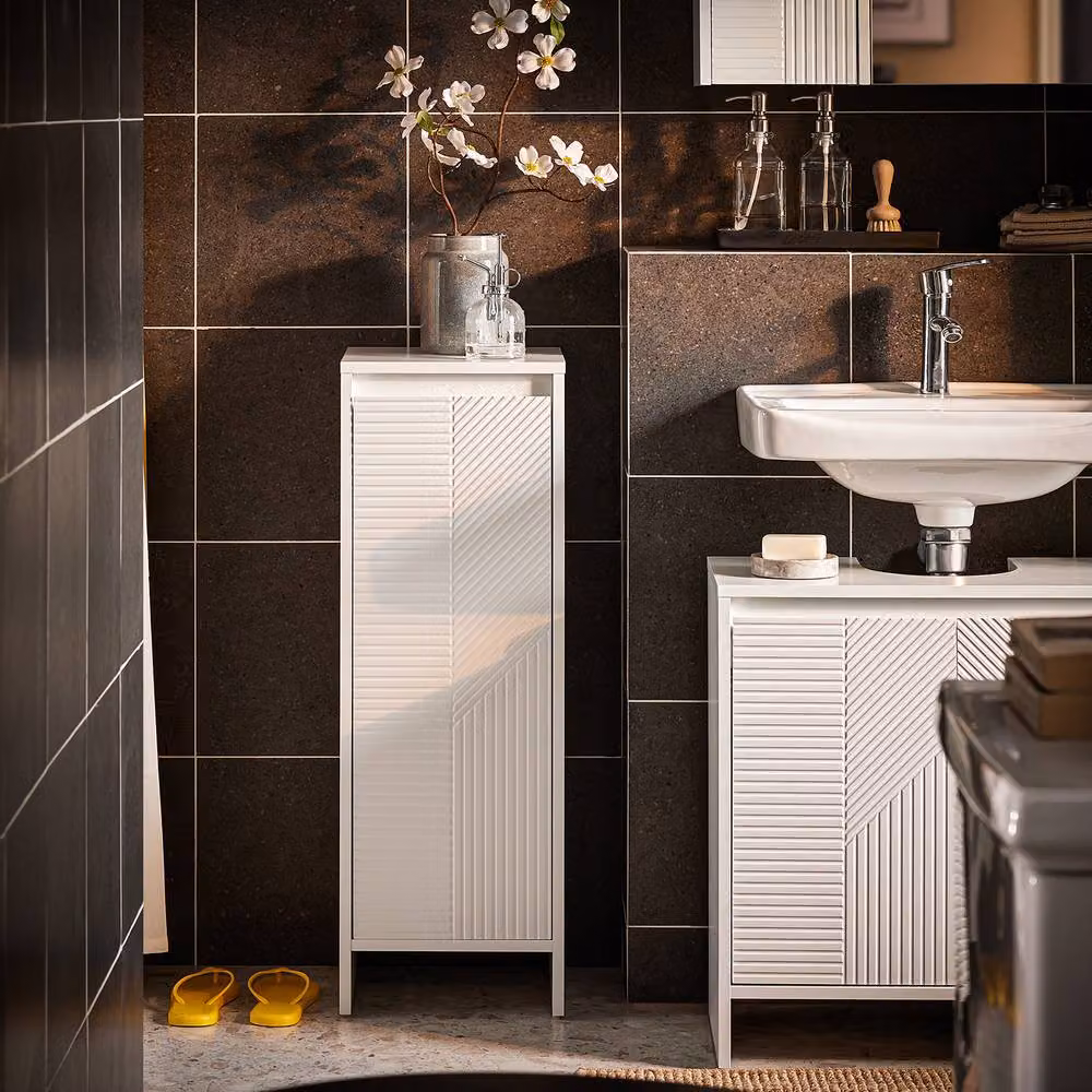 SoBuy Modern White Freestanding Bathroom Cabinet with Hinged Doors – 5