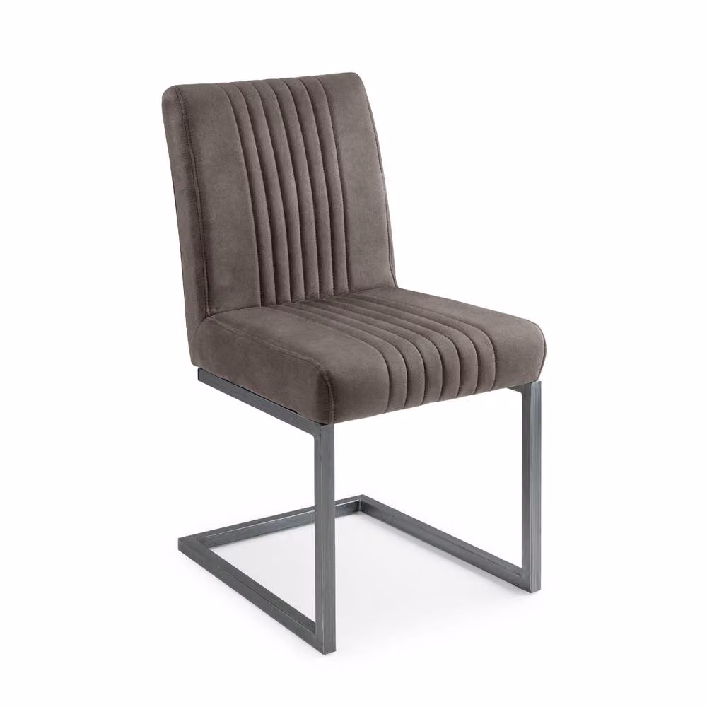 Cheshire Huxford Set of 2 Grey Industrial Dining Chairs with Cantilever Base – 2