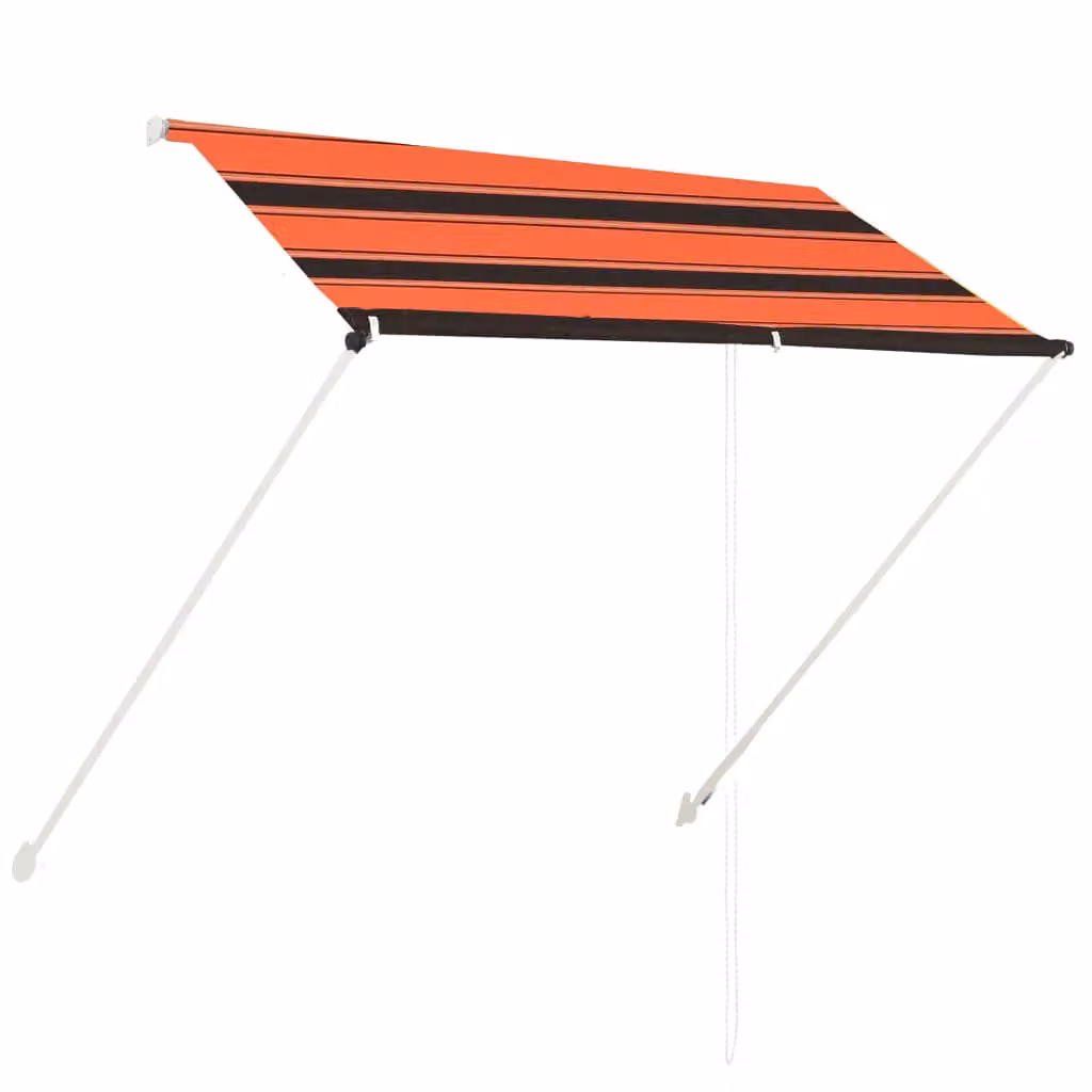 Berkfield Home Manual Retractable Folding Arm Awning in Orange and Brown, W/D/H: 200 x 150 cm – 1