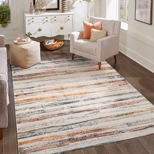 Desire Rugs Modern Striped Washable Living Room Area Rug, Multicolour, W: 160 cm, L: 230 cm