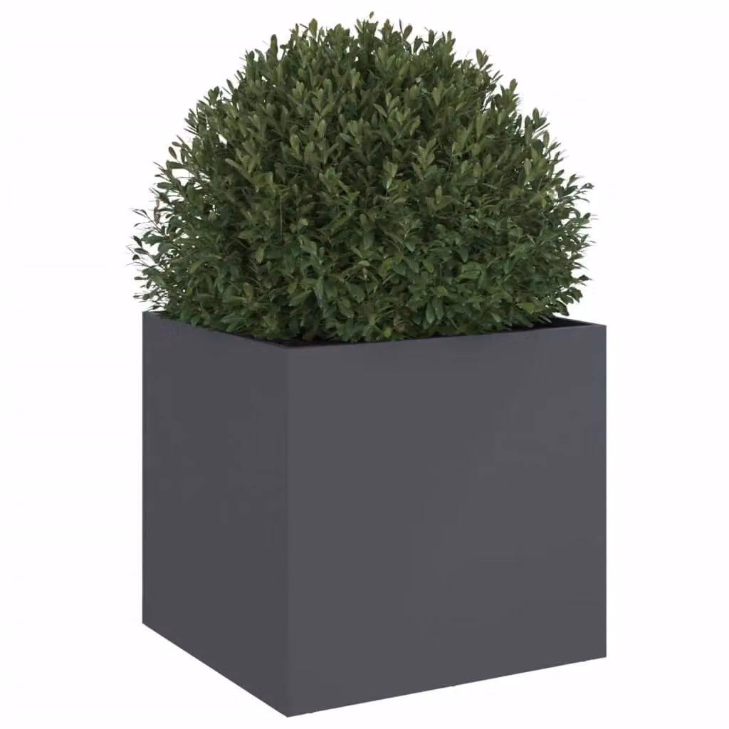 Berkfield Home Anthracite Steel Planter Tub in Black, W: 49 cm, D: 47 cm, H: 46 cm – 4